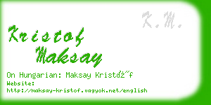 kristof maksay business card